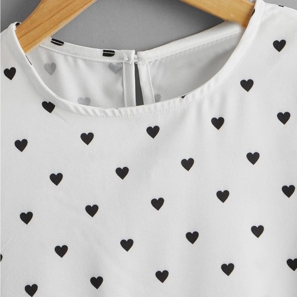 Heart Patterned White Blouse - Picture 3 of 5